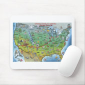 Historische Route 66 Cartoon Map Muismat (Met muis)