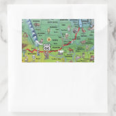 Historische Route 66 Cartoon Map Rechthoekige Sticker (Tas)