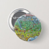 Historische Route 66 Cartoon Map Ronde Button 5,7 Cm (Voorkant /achterkant)