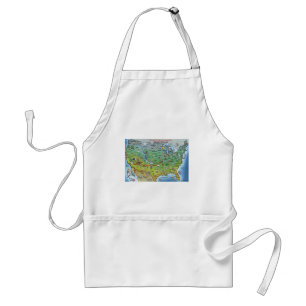 Historische Route 66 Cartoon Map Standaard Schort