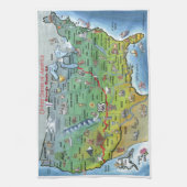 Historische Route 66 Cartoon Map Theedoek (Verticaal)