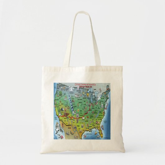 Historische Route 66 Cartoon Map Tote Bag (Voorkant)