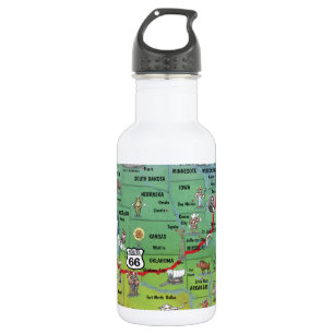 Historische Route 66 Cartoon Map Waterfles