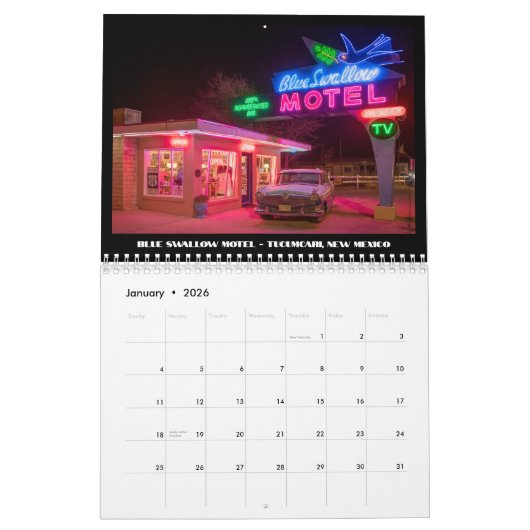 Historische Route 66 Kalender (Jan 2026)