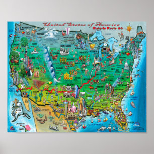 Historische route 66 VS Poster