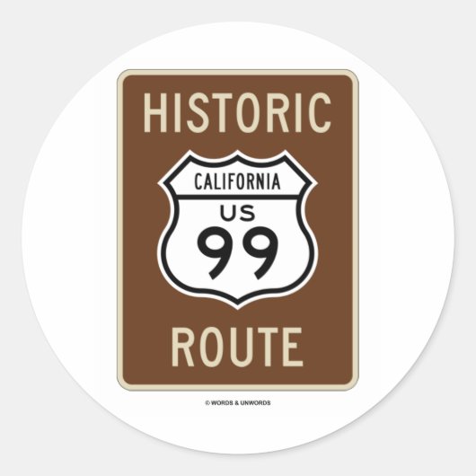 Historische route US Highway 99 (Californië) Ronde Sticker (Voorkant)