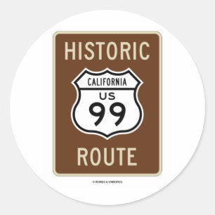 Historische route US Highway 99 (Californië) Ronde Sticker