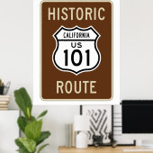Historische Route US Route 101 (California) Sign Poster (Thuiskantoor)