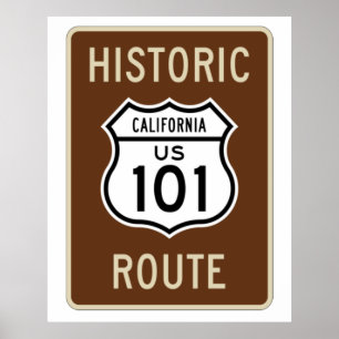 Historische Route US Route 101 (California) Sign Poster