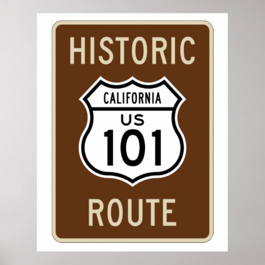 Historische Route US Route 101 (California) Sign Poster (Voorkant)