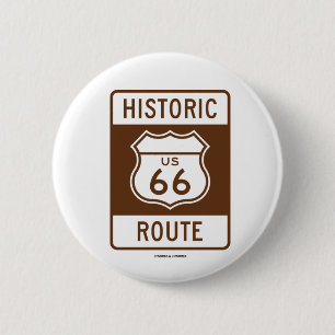 Historische route US Route 66 (Transportation Sign Ronde Button 5,7 Cm