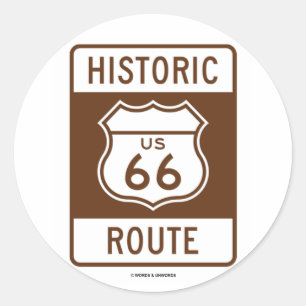 Historische route US Route 66 (Transportation Sign Ronde Sticker