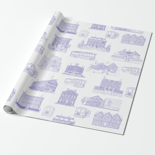 Historische Salem MA Patroon Wrapping Paper Cadeaupapier (Uitgerold)