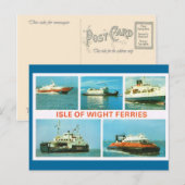 historische schepen op het eiland Wight Ferries Briefkaart (Voorkant / Achterkant)