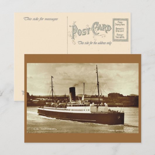  historische schepen, "SS Canterbury" Briefkaart (Voorkant / Achterkant)