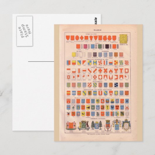 historische scheppingen en badges briefkaart (Voorkant / Achterkant)