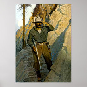 Historische schilderij van NC Wyeth "De Sheriff" Poster