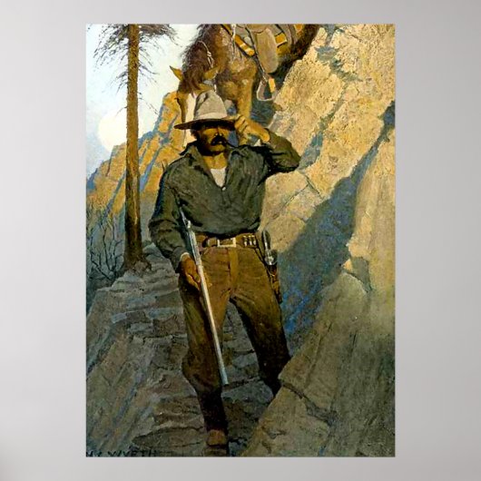 Historische schilderij van NC Wyeth "De Sheriff" Poster (Voorkant)