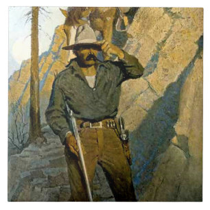 Historische schilderij van NC Wyeth "De Sheriff" Tegeltje