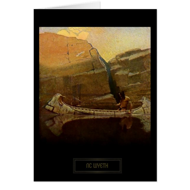 Historische Schildering NC Wyeth Indiaanse Kano (Voorkant)