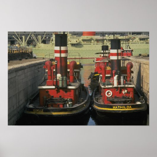 Historische sleepboten op de Montreal-waterfront,  Poster (Voorkant)