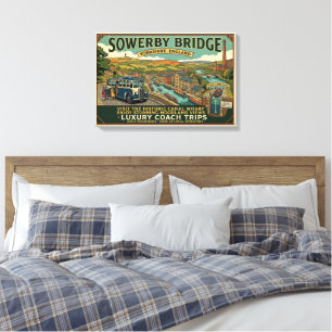Historische Sowerby Bridge Kanaalsteiger Vintage K Canvas Afdruk