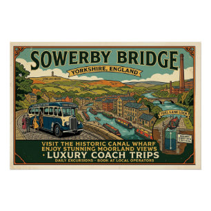 Historische Sowerby Bridge Kanaalsteiger Vintage K Perfect Poster