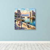 Historische Split Harbor Scene op Canvas Opgespann Afdruk (Insitu (Houten vloer))