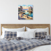 Historische Split Harbor Scene op Canvas Opgespann Afdruk (Insitu (Slaapkamer))