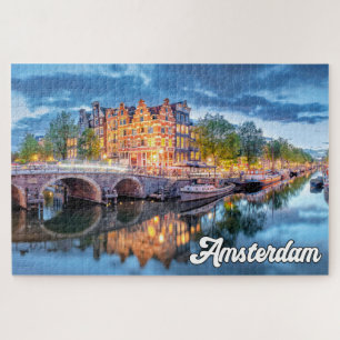 Historische stad Amsterdam, Nederland Legpuzzel