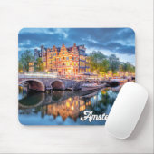 Historische stad Amsterdam, Nederland Muismat (Met muis)