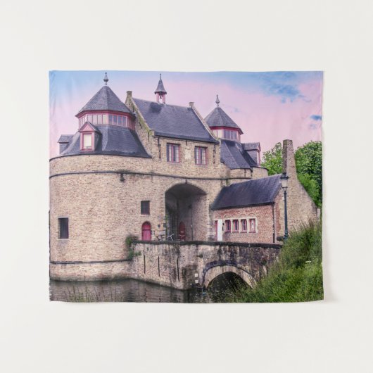 Historische stadspoort in Brugge Wandkleed (Voorkant (horizontaal))