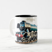 Historische Steam Engine Flying Scotsman Tweekleurige Koffiemok (Voorkant links)