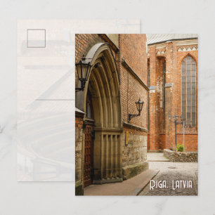 Historische straat in Oud-Riga, Letland Briefkaart
