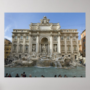 Historische Trevi-fontein in Rome, Italië Poster