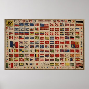 Historische vlaggen van de wereld (1869) poster