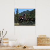 Historische vrachtwagen in de bergen... poster (Keuken)