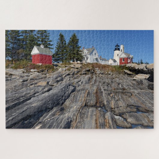 Historische vuurtoren van het Pemaquid Point in Ma Legpuzzel (Horizontaal)