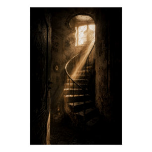 Historische vuurtoren wenteltrap zonnestraal print perfect poster