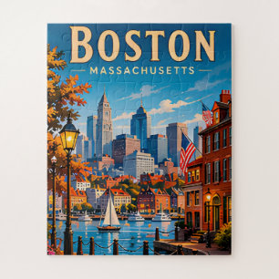 Historische Waterfront en Silhouet van Boston Legpuzzel