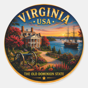 Historische Waterfront-ontsnapping in Virginia 🟡 Ronde Sticker