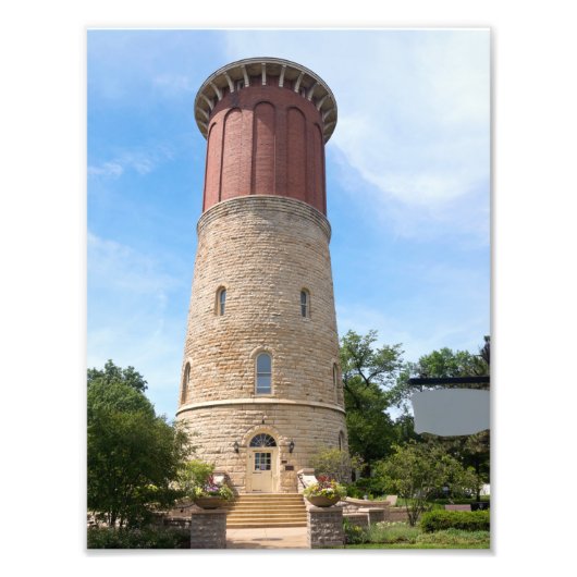 Historische watertoren in Westerne sproeiers Foto Afdruk (Voorkant)
