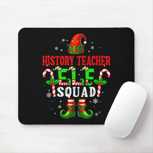History Teacher Elf Squad Xmas Elf Hat Scute Ss Cu Muismat (Met muis)