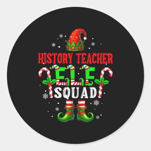 History Teacher Elf Squad Xmas Elf Hat Scute Ss Cu Ronde Sticker (Voorkant)