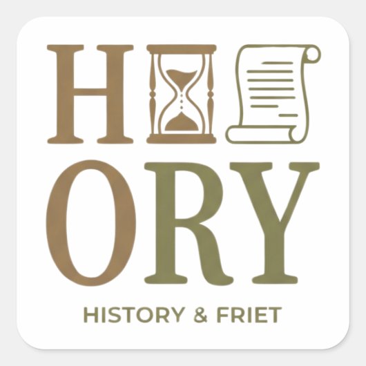 History Teacher Typography Design Vierkante Sticker (Voorkant)