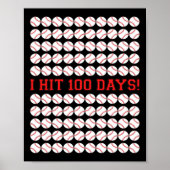 Hit 100 dagen van de school honkbal 100e dag gesch poster (Voorkant)