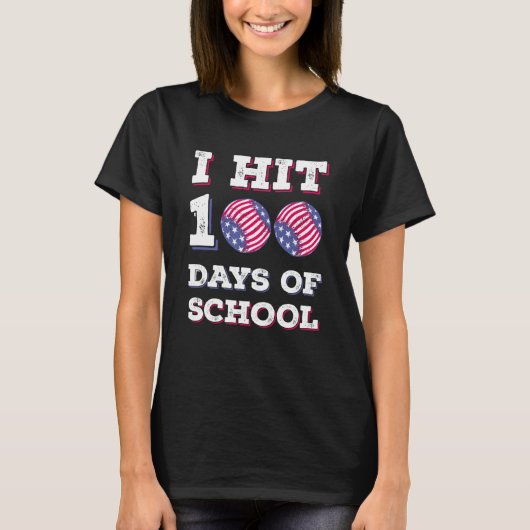 Hit 100 Dagen van School Baseball Boys Docent Kind T-shirt (Voorkant)