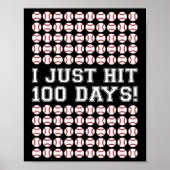 Hit 100 Days of School Baseball Teacher Boys 100th Poster (Voorkant)