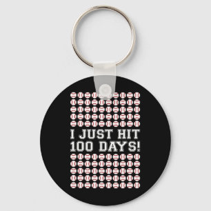 Hit 100 Days of School Baseball Teacher Boys 100th Sleutelhanger