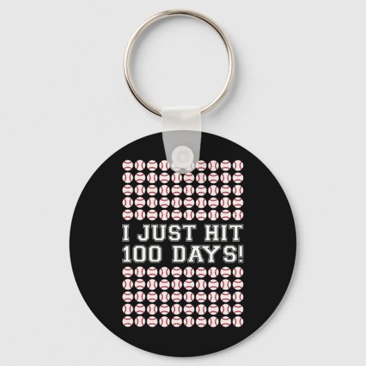 Hit 100 Days of School Baseball Teacher Boys 100th Sleutelhanger (Voorkant)
